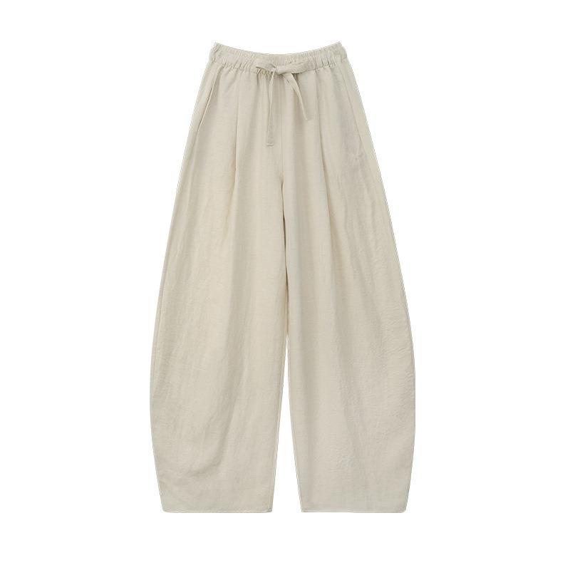 Tencel Linen Balloon Pants Women's Summer Thin High Waist Drape Loose Casual Small Scimitar Cool Wide-leg Pants
