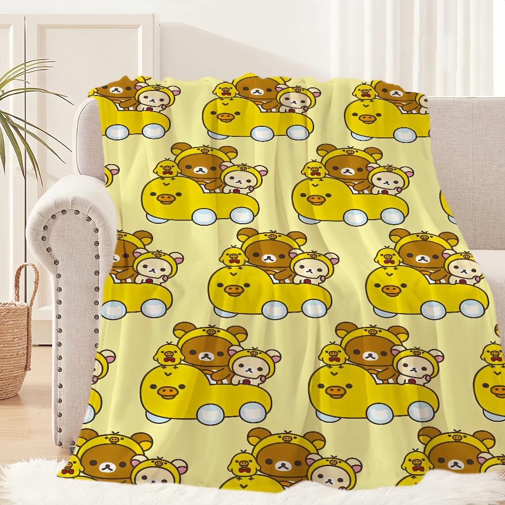 Cartoon Cute R-Rilakkuma-S Bear Blanket Plush Nap Sofa Rug For Living Room Warm Office Bedroom Birthday Home Travel Kid Gifts