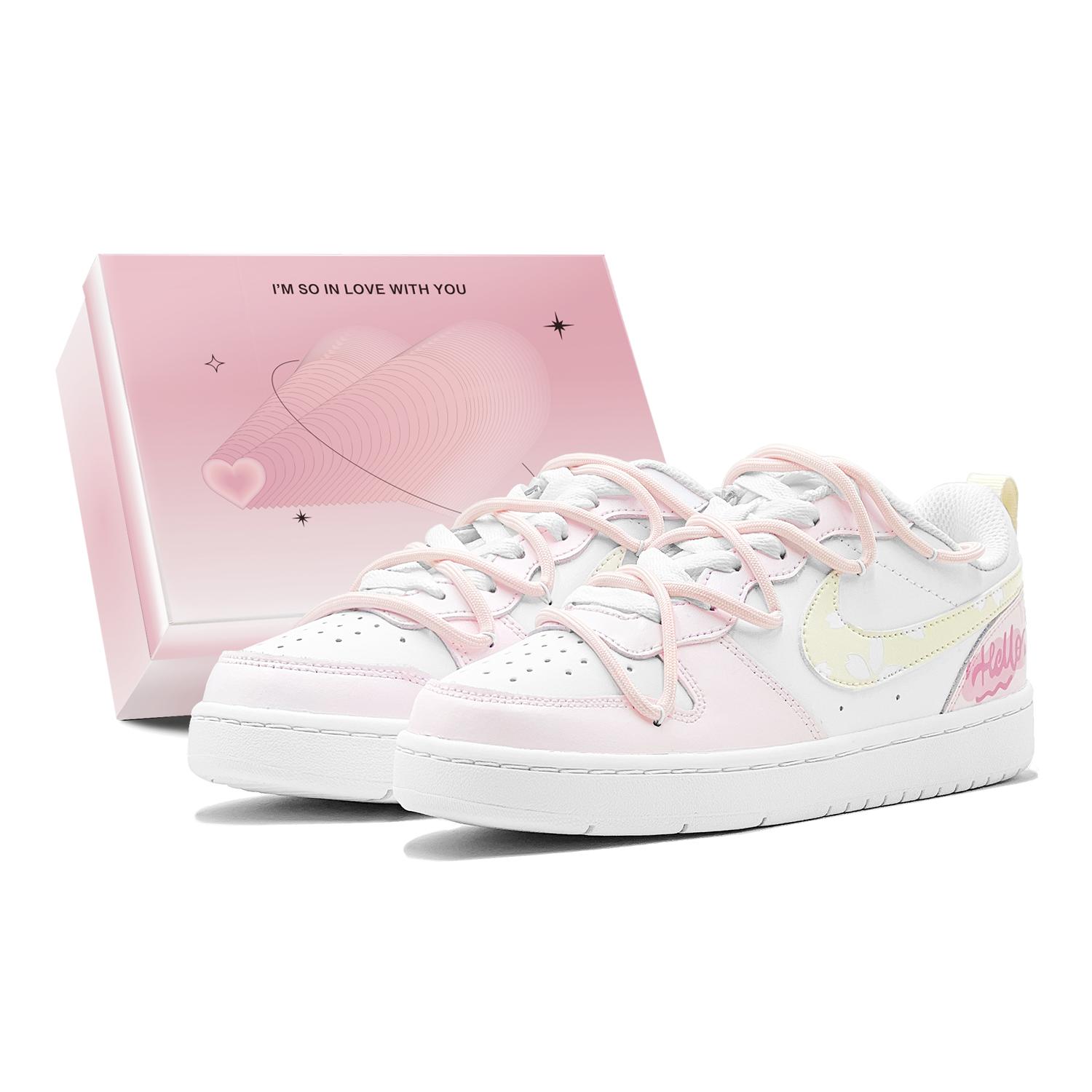 

Nike Court Borough Couple s, Romantic Favor, Cherry Blossom Pink Summer, Color Block, Deconstruction Design Low top BQ5448-100(TeamS2-S-BOX) 36