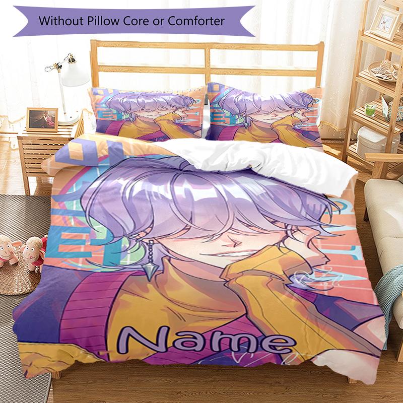 3pcs Custom Name Saja Boys Bedding Set Duvet Cover Closure Includes 1 Duvet Cover & 2 Pillowcases, Soft and Comfortable for All Seasons.
