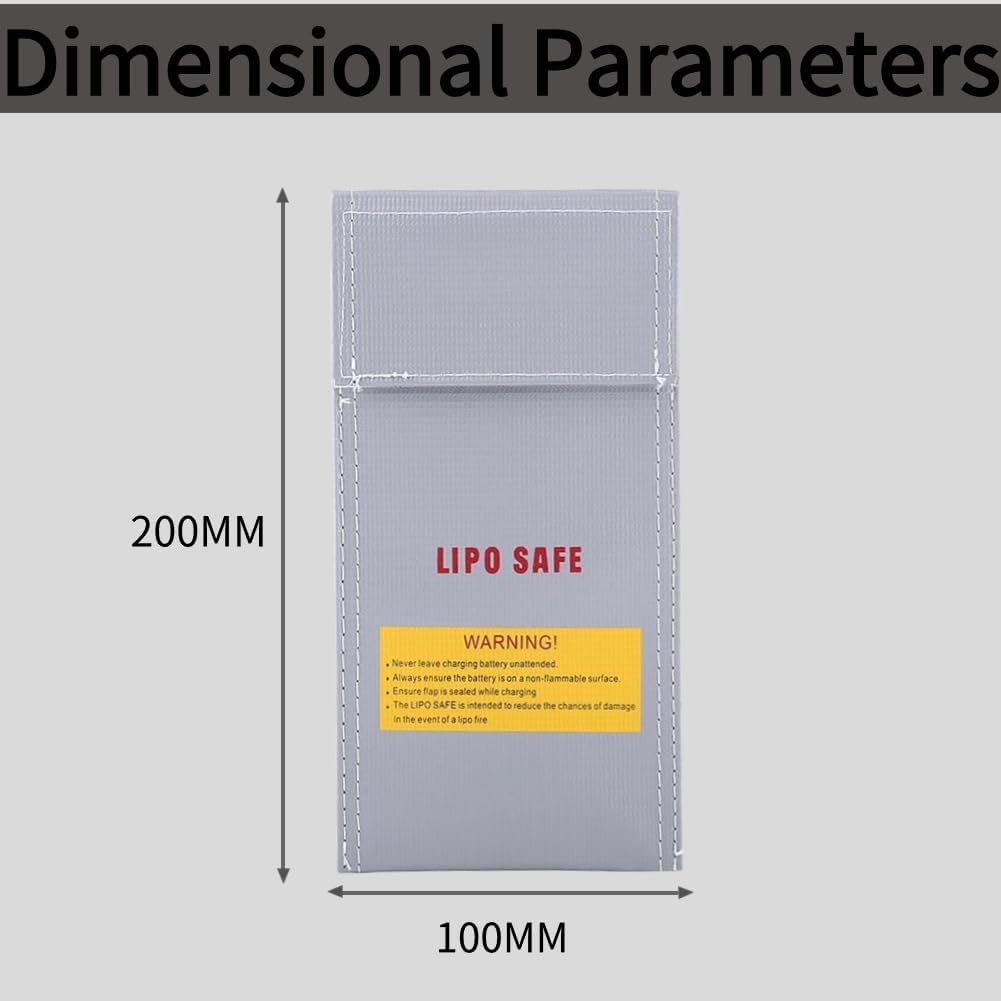 RC Battery Safety Bag – Fireproof and Explosion-Proof Lipo Charging Sack – Protective Storage Pouch 100x200mm