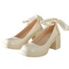 Thick heel single shoes women's new wedding shoes pearl bridesmaid shoes white shoes high heels Mary Jane women's shoes