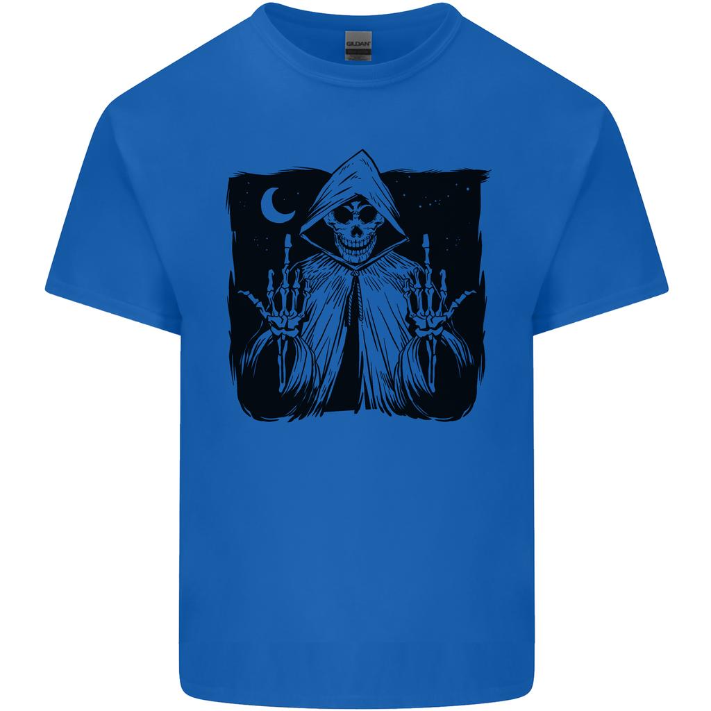 Grim Reaper Finger Flip Skull Biker Funny Unisexs Light Cotton TShirt