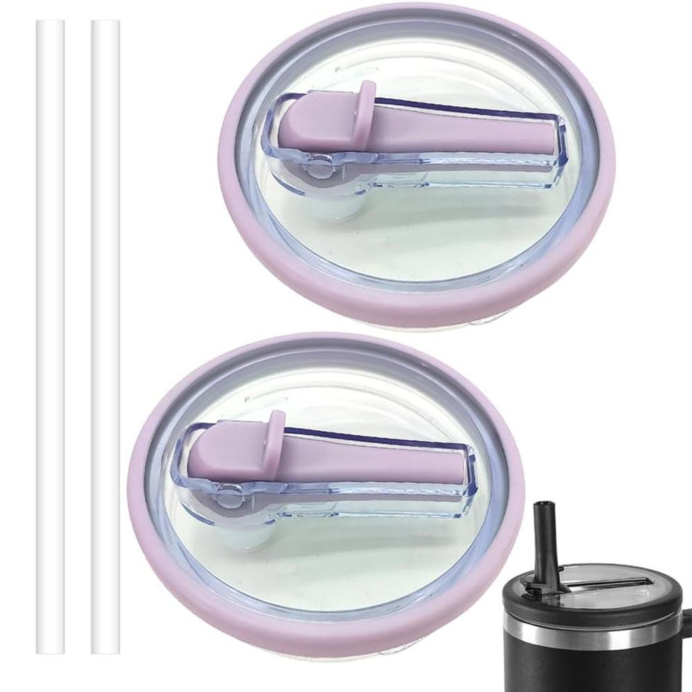 2pc 40oz New Threaded Suction Nozzle Cup Cover Roller Straw Replacement Cup Cover Splash Proof Cover Available In Multiple Colors