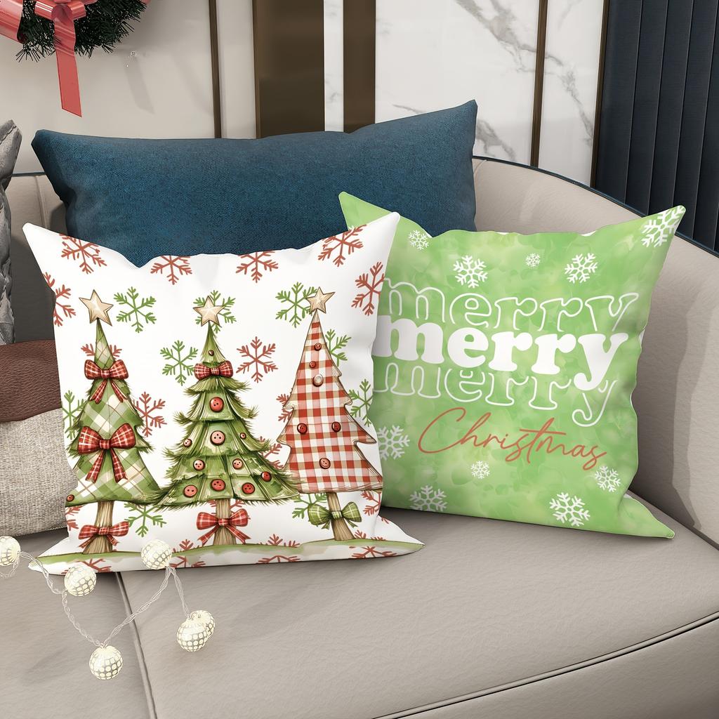 Christmas Day party decoration pillowcase Merry Christmas Christmas Tree Green pattern suitable for home room sofa cushion cover