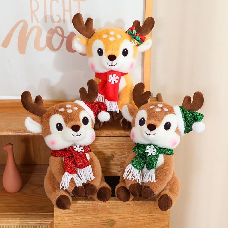Cute Christmas Deer Doll Plush Toy Elk Doll Ornament Rag Doll Christmas