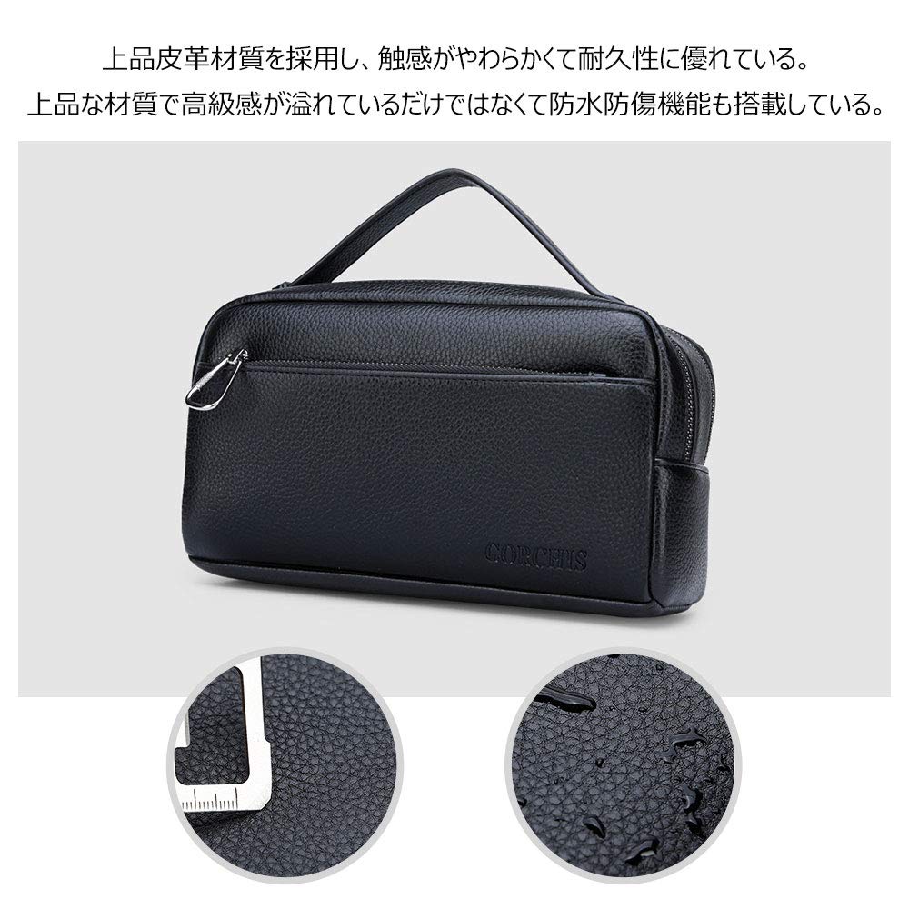 handle leather mini second bag for clutch 6 card coin bag for brown [Whatna] 2-way men, bag, box-shaped, slots, pocket, casual, formal, wedding, men,