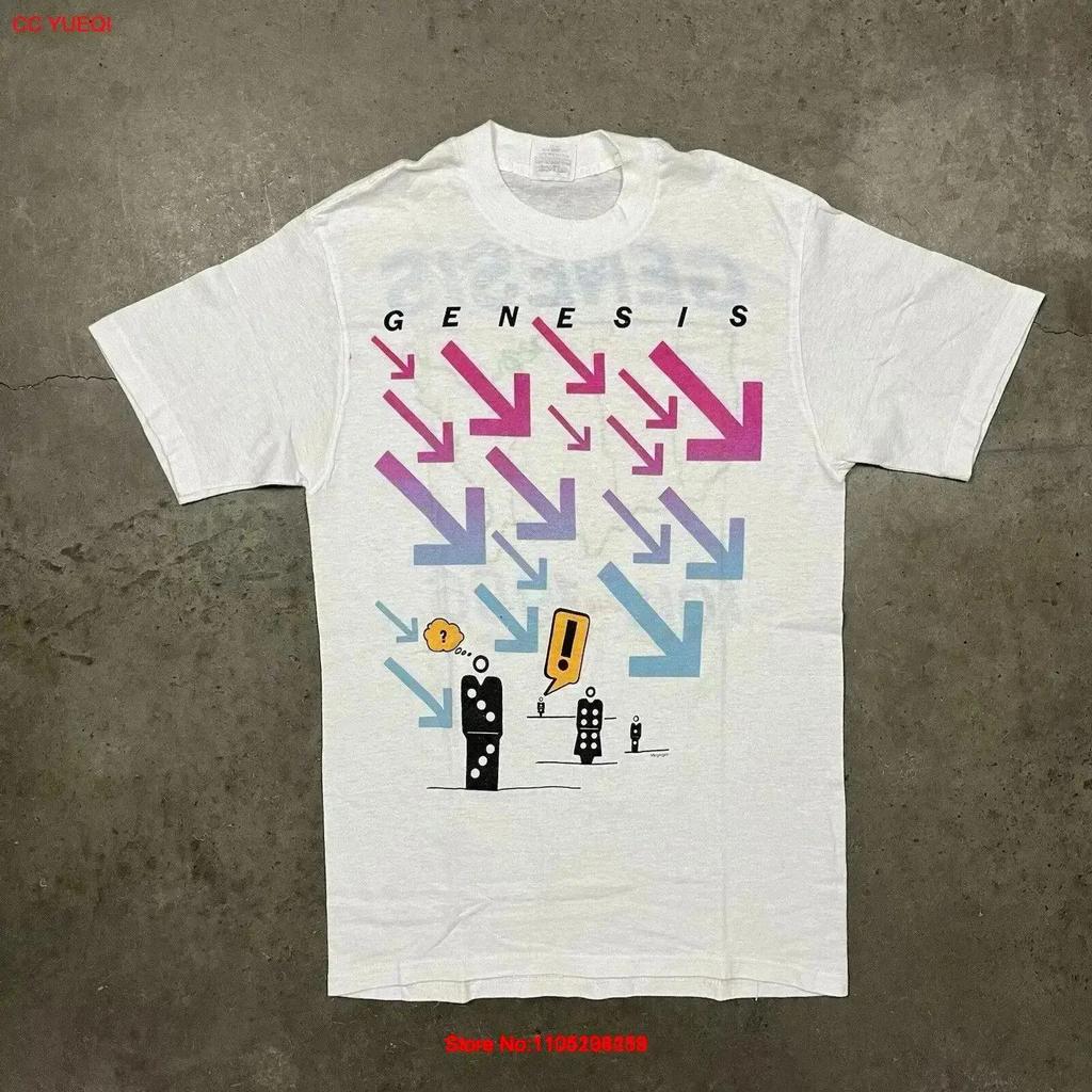 Vintage 80s Genesis Band Concert T Shirt White Fits S Washed graphic Stylish Comfortable homme Casual Breathable vintage
