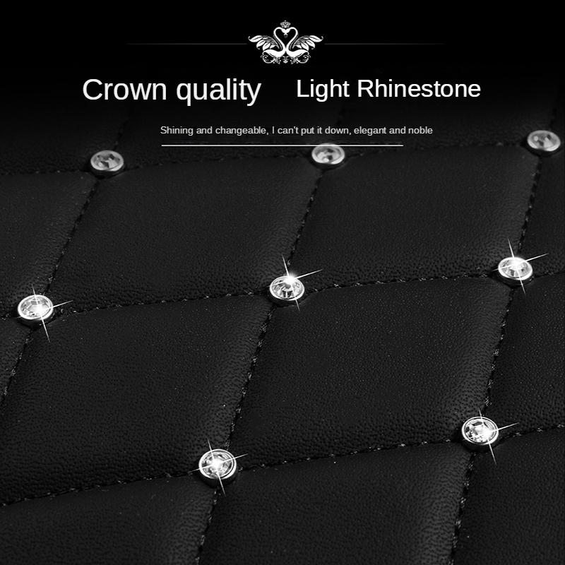 Car Floor Cover Full Set Crown Leather Diamond Auto Foot Mat Universal Interior Accessories For Women Waterproof Car Carpets
