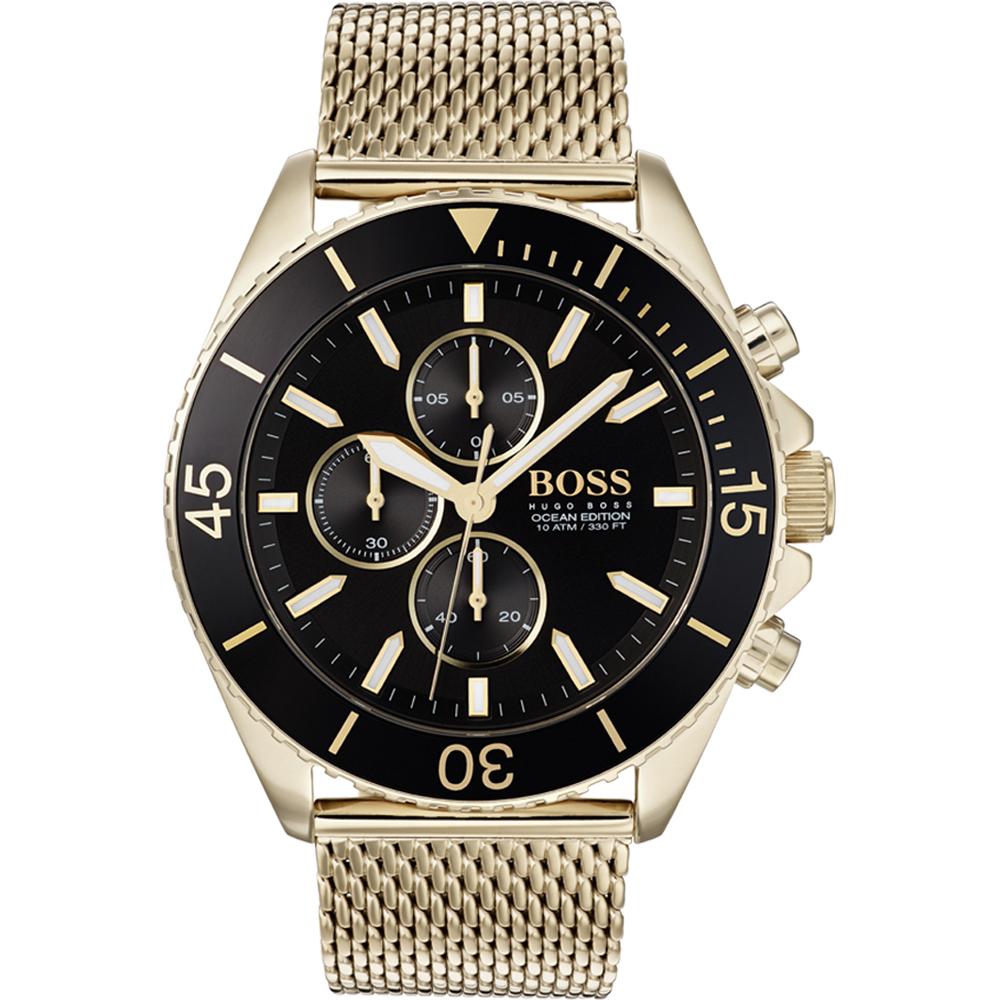 BOSS Ocean Edition Black Dial Gold Metal Men s Quartz Watch 1513703 чёрный