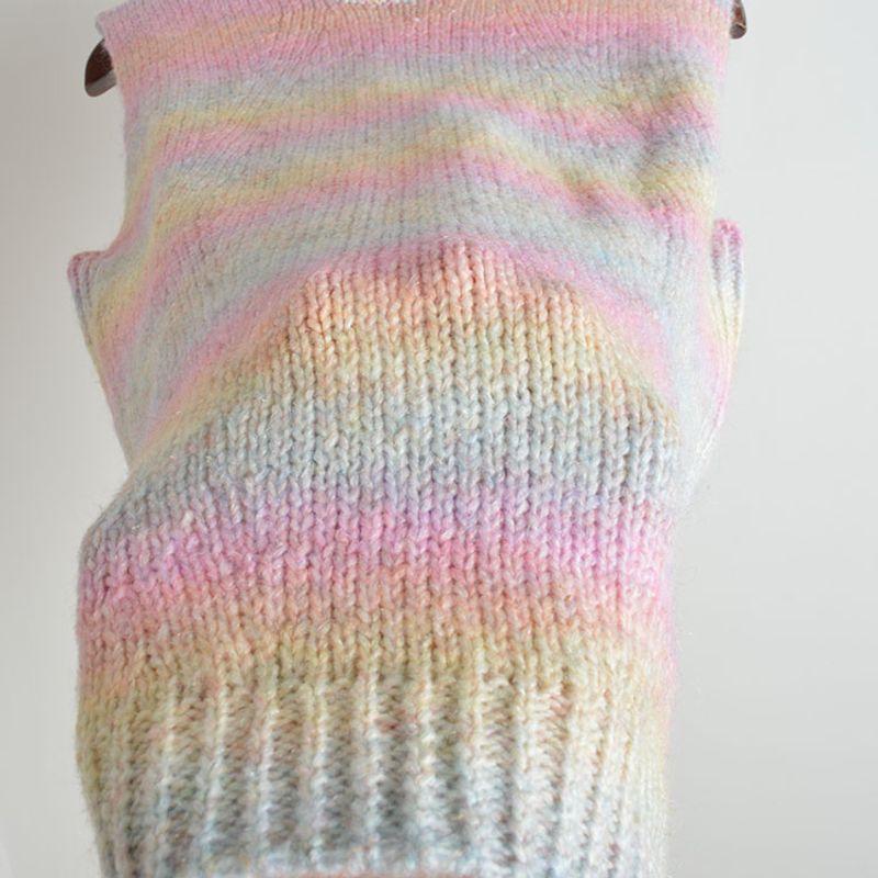 Export Fall and Winter Rainbow Stripes Gradient Color Stylish Pullover Sleeveless Knitwear Sweater Vest Jacket Tops Female