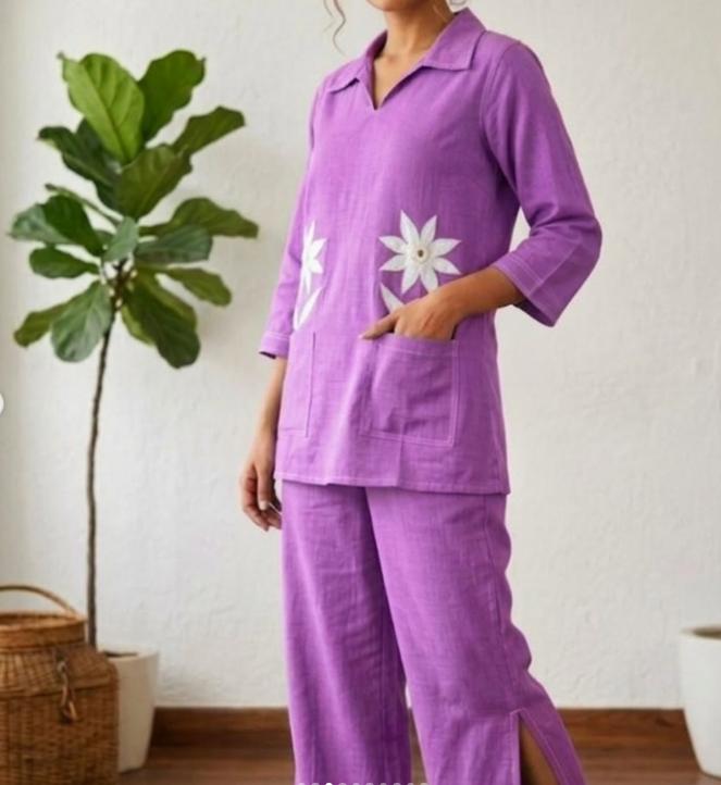 Women Cotton Slub Kurti with Palazzo Set Indian Designer Ethnic Kurta Cord Set