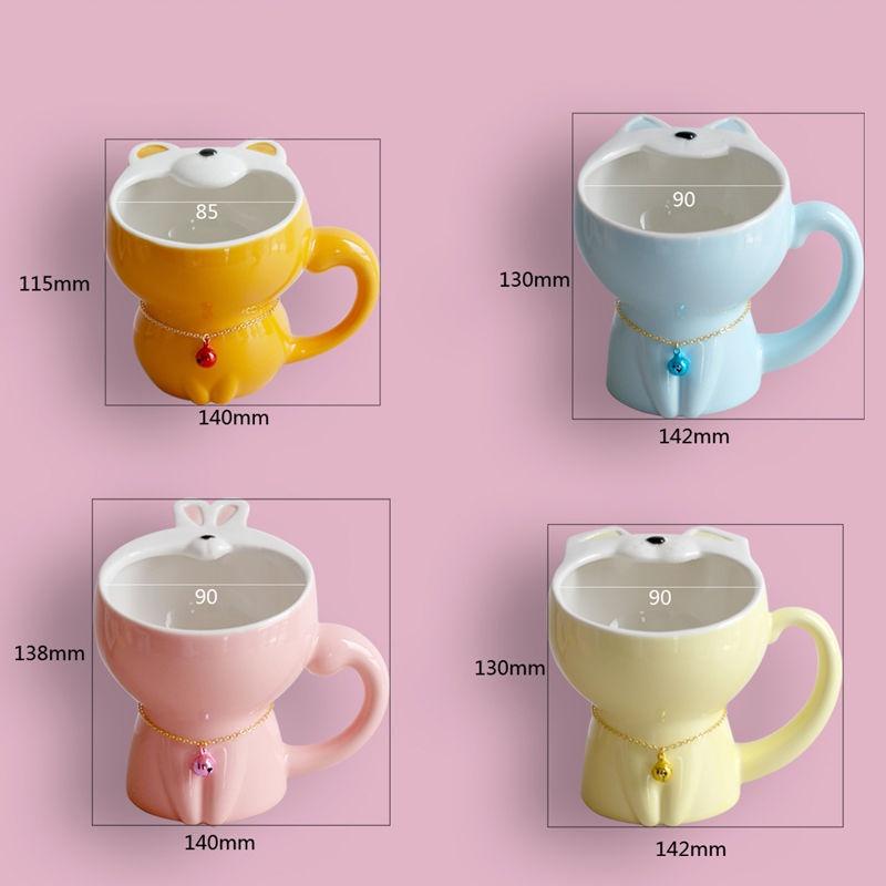 Cartoon Animal Open The Mouth Mug Ceramic Porcelain Cat Rabbit Bear Coffee Tea Mug With Handle Breakfast Cup