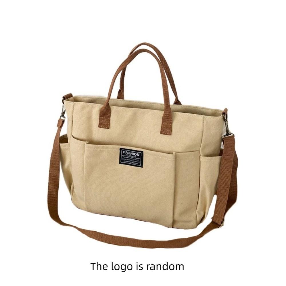 Portable Shopping Bag Casual Mommy Bag Solid Color Canvas Tote Bag  Outdoor