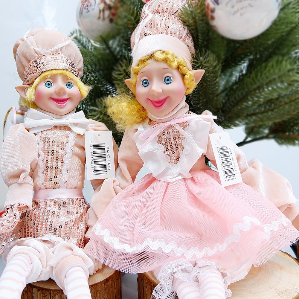 2PCS Christmas Elf Couple Plush Doll Christmas Tree Decoration Navidad New Year Pendant Ornaments Home Decor Kids Toy Gift