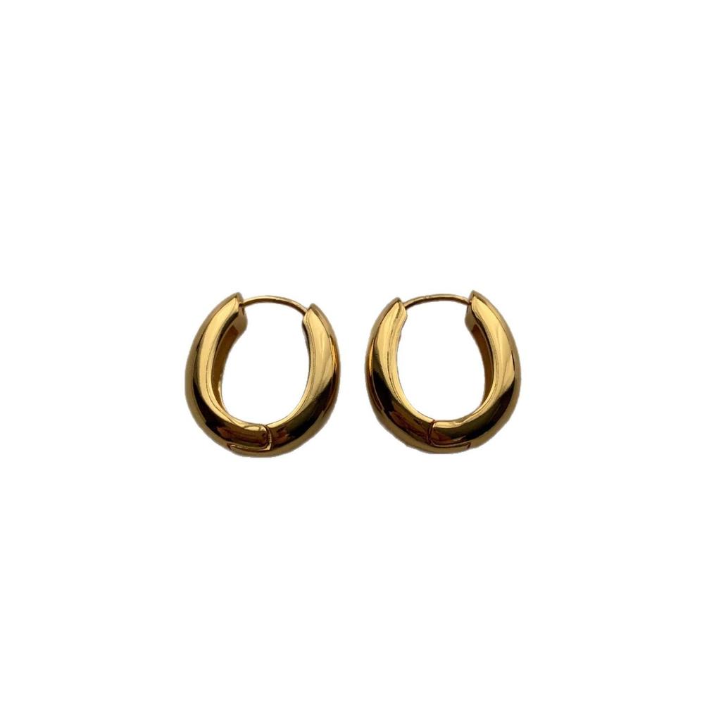 Minimalist U-Shaped Oval Earrings, Ear Buckles, Light Luxury, Retro, Exquisite, Advanced Texture, Commuting Personality, Versatile Earrings