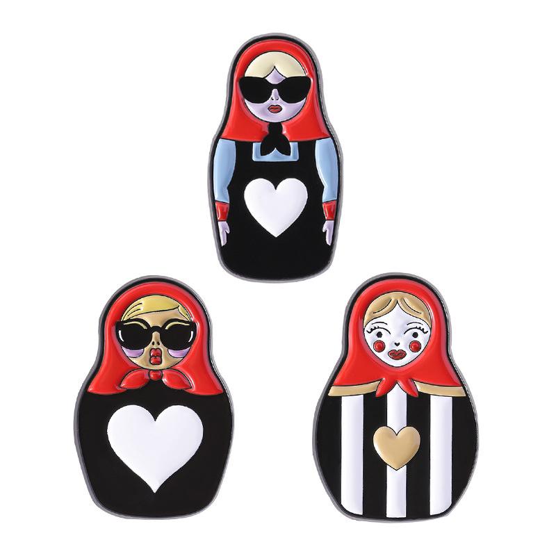 Cultural Costume Collected Enamel Pin Classic  Nesting Doll Metal Brooches Lapel Badge Jewelry Gift For Friends