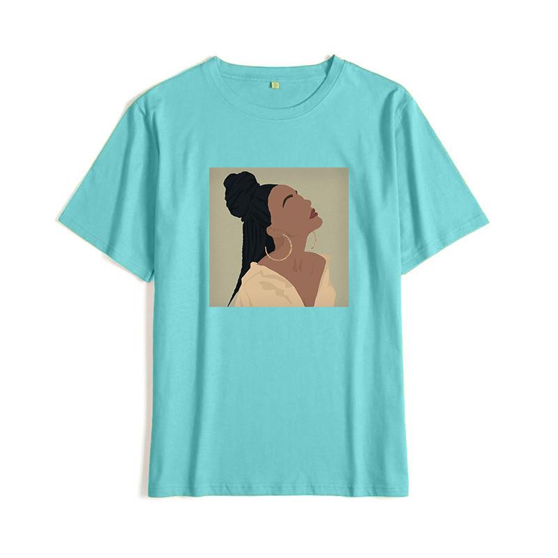 Shellsuning Summer Vintage Printed Cotton T Shirt Women Loose Short Sleeve Trend Tees Female Casual Streetwear All-match Basic Tops