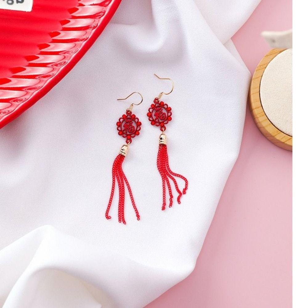 Lucky Lunar New Year Earrings Aesthetic Red Koi Dangle Earrings  Girls