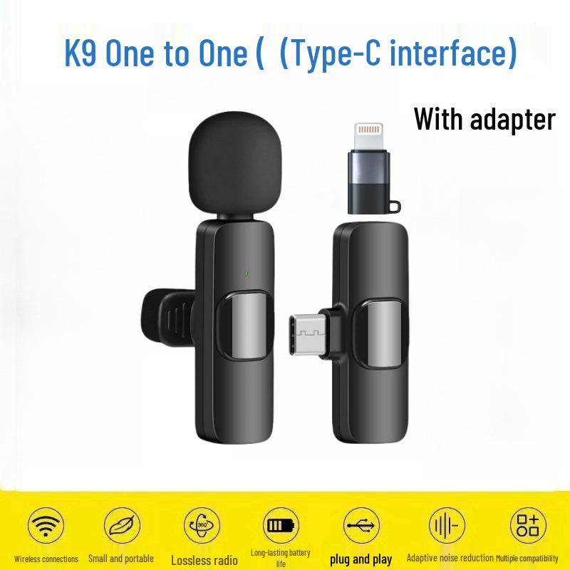 K1K9 Wireless Lavalier Microphone K15 - Dual Mobile Live Streaming & Outdoor Recording Noise-Reducing Mic