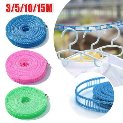 Açık Hava ve Ev İçin Dayanıklı Taşınabilir Çamaşır İpi Mavi Naylon Çamaşır İpleri Geri Çekilebilir Asılı Rüzgar Geçirmez Kancalı Çamaşır İpi