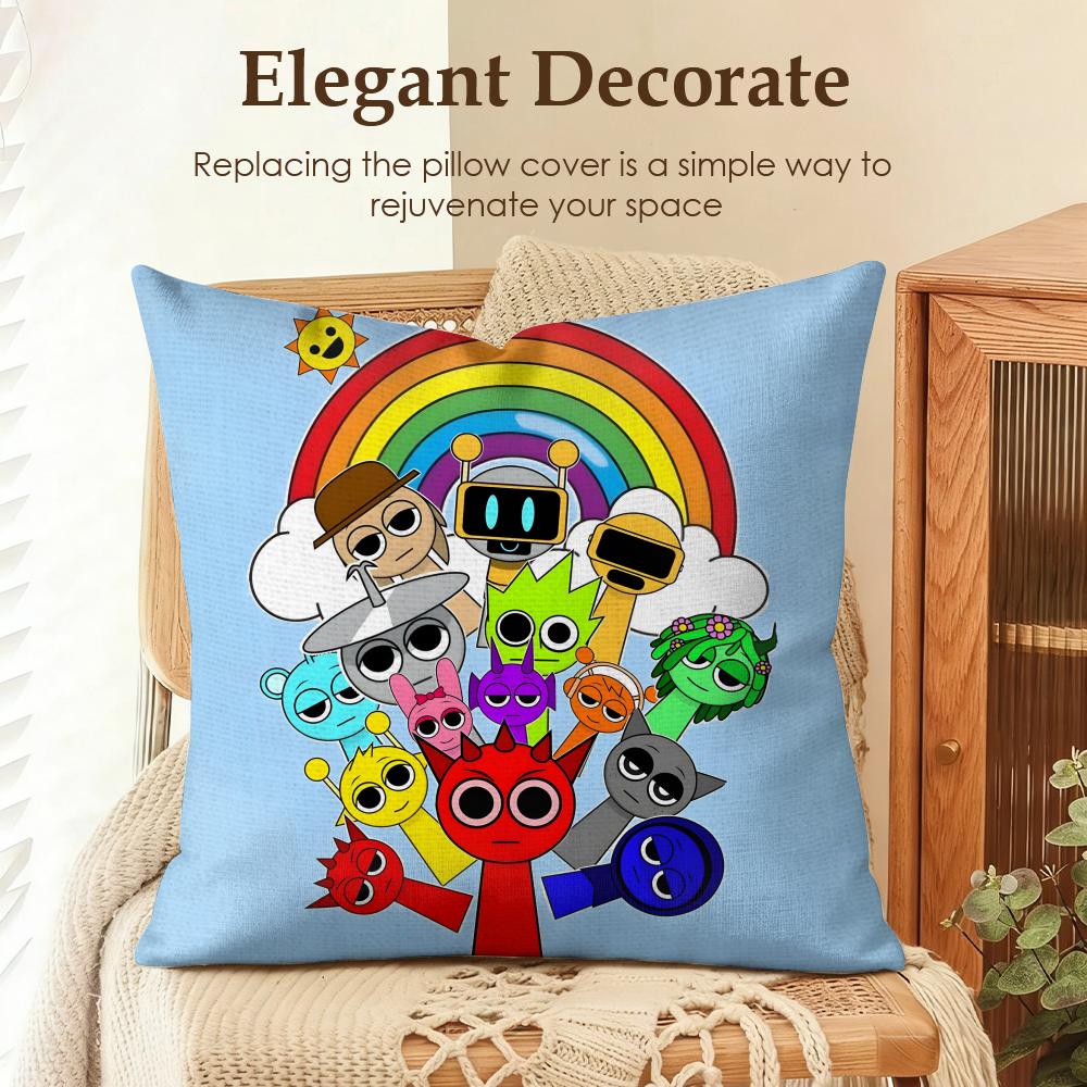 

Game SSprunki Cushion Cover Natural Linen Organic Fabric DoubleSided Printing Sofa Home Decor Gift Pillow Case 30x30cm