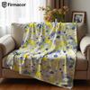 Blue-Yellow Tone Flower Ultra Soft Sherpa Fleece Blanket Fluffy Warm Halloween Cozy Throw for Sofa Couch Bedroom Gift All Season
