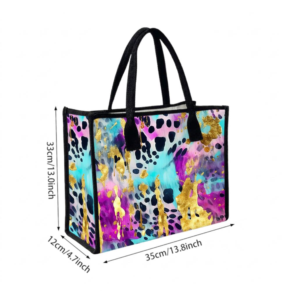 Fashion Colorful Leopard Print Tote Bag Casual Large Capacity Portable Shoulder Handbag for Daily Use