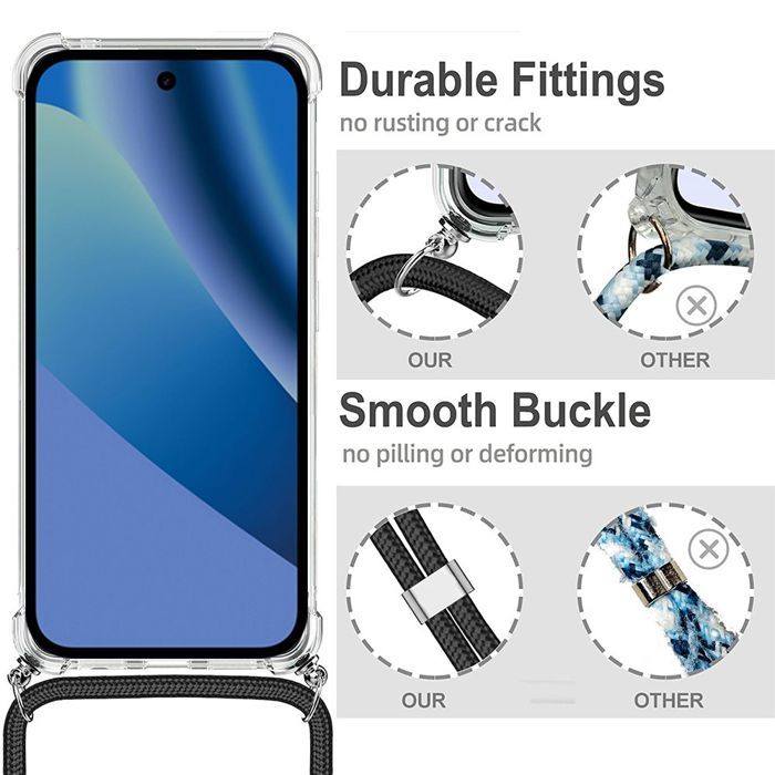 Pouzdro pro Google Pixel 10a, Zesílená ochrana TPU Nárazuvzdorné Průhledné s Červenou šňůrkou