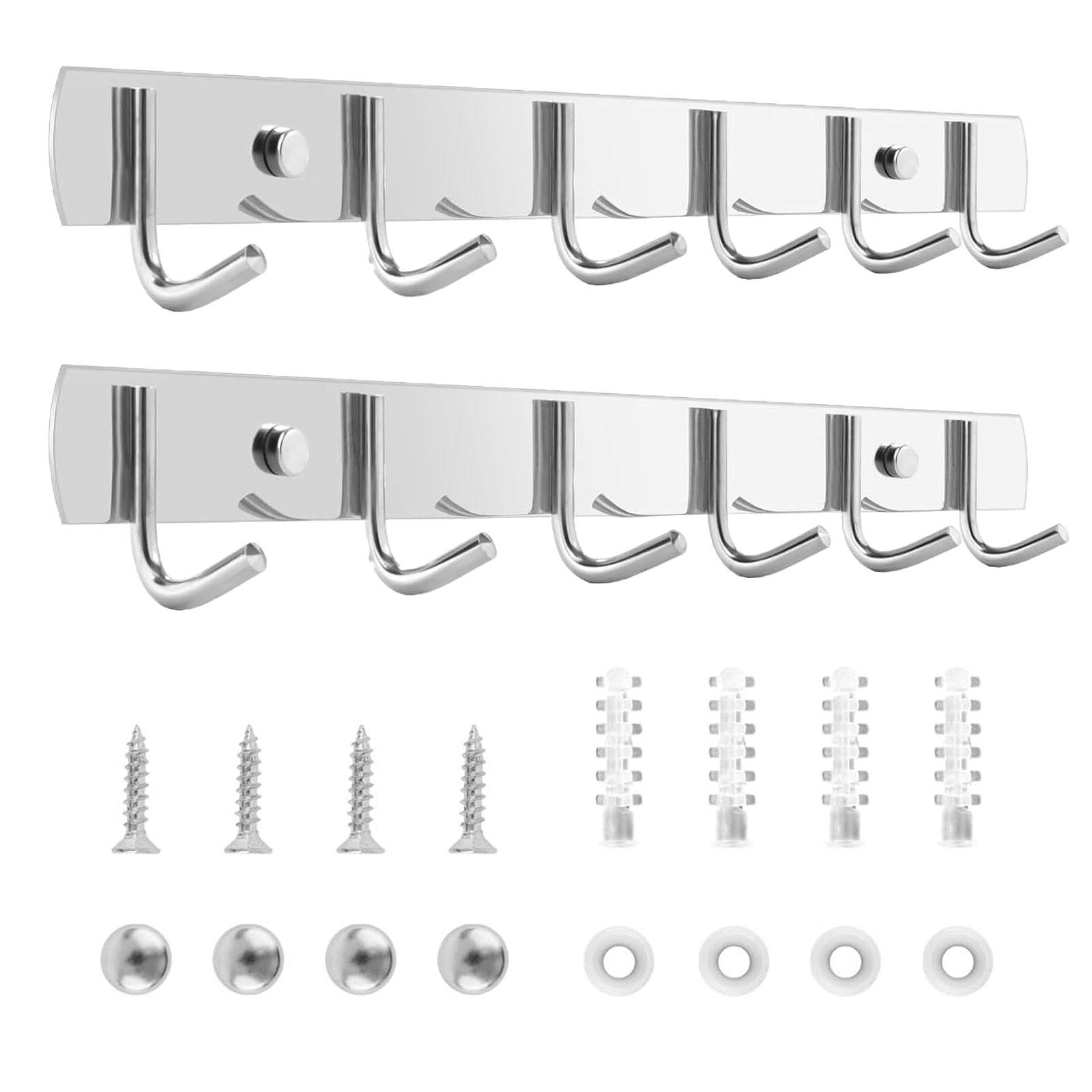 

2 шт. вешалка из нержавеющей стали для настенной вешалки для кухни с 6 крючками для ванной комнаты