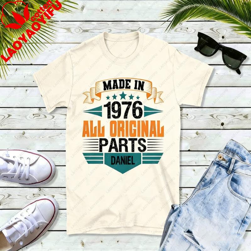 50th Birthday Unisex Crewneck Tshirt For Unisex 1976 Original Parts Bday Gift Hipster Street Fashion Casual Printed Tshirt Tops