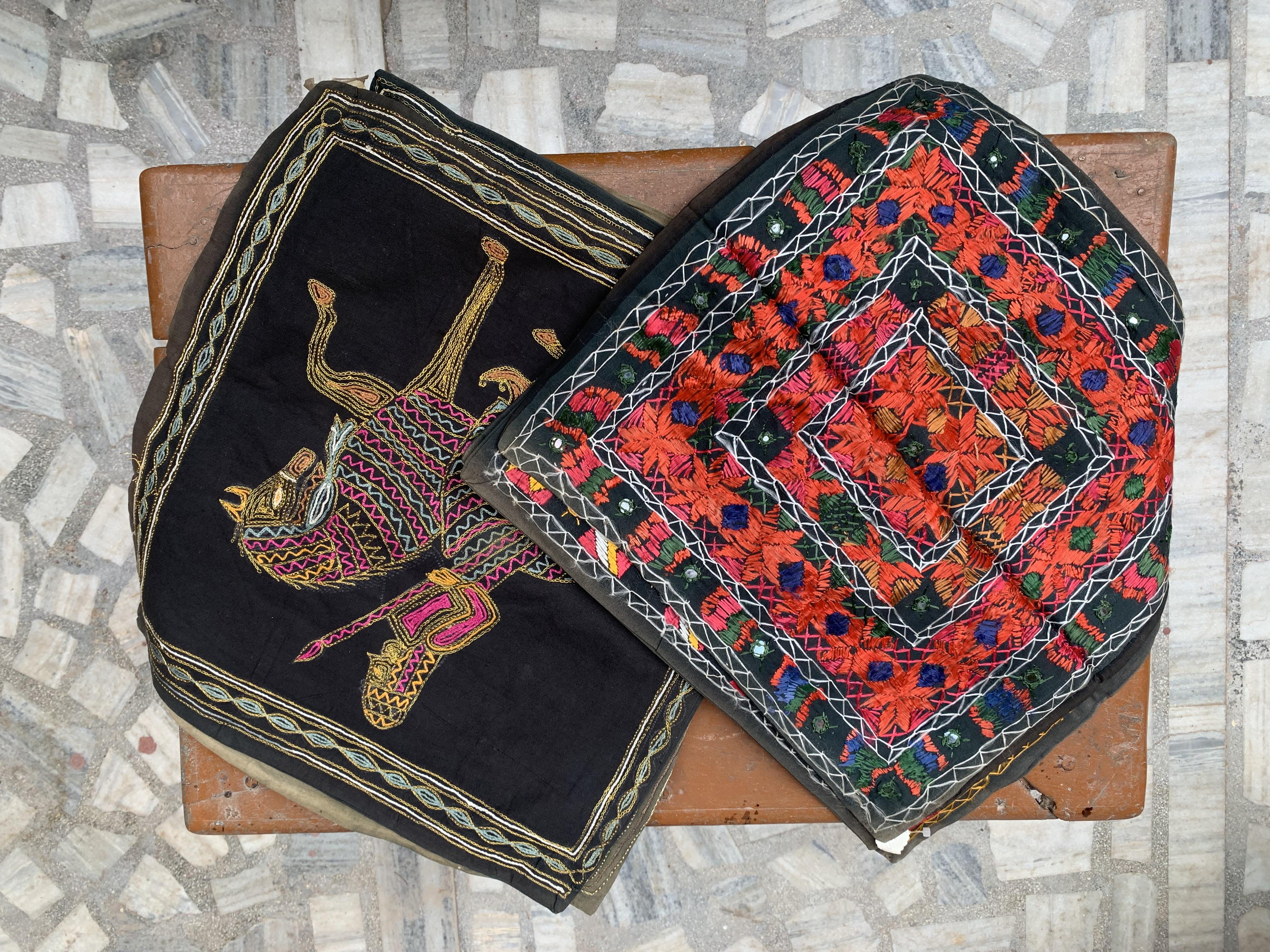Antique Style Indian Hand-Embroidered Cushions | Bohemian Ethnic Decor 40 x 40 cm   ( l x h ) approx.