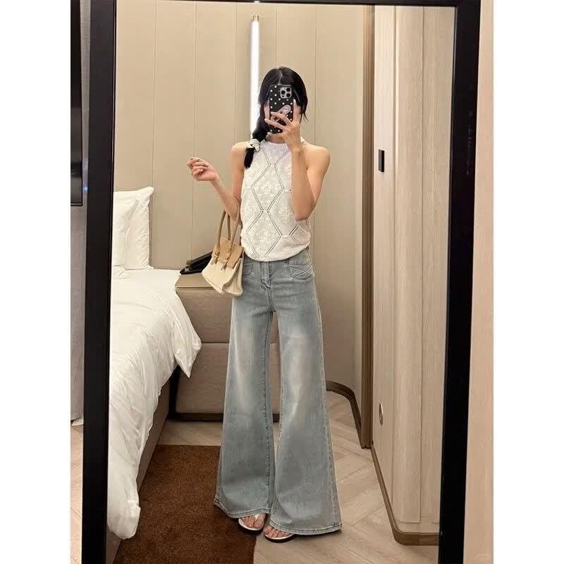 Zuose Women s Petite High-Waist Loose Fit Denim Pants S