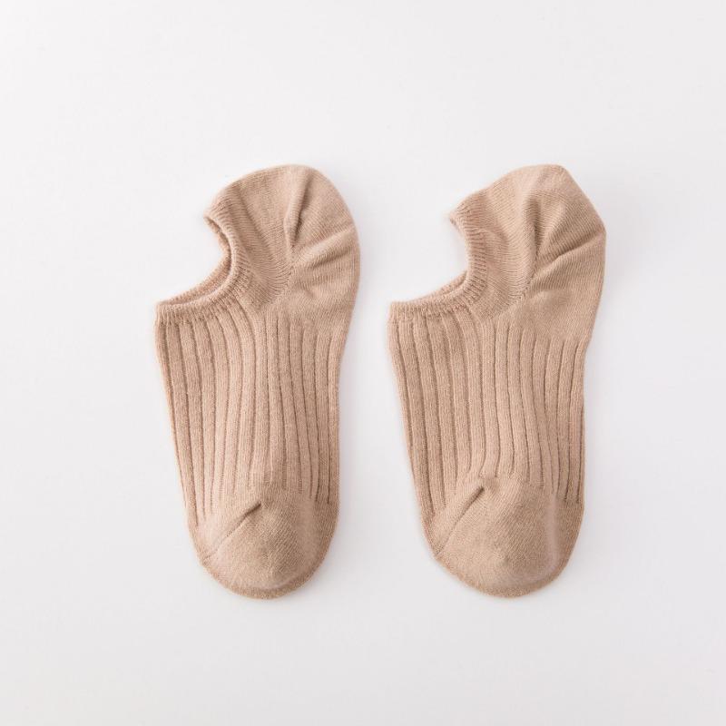 Women's Summer Thin Style Solid Color Double Needle Pull Out Invisible Do Not Fall Off with The Boat Socks