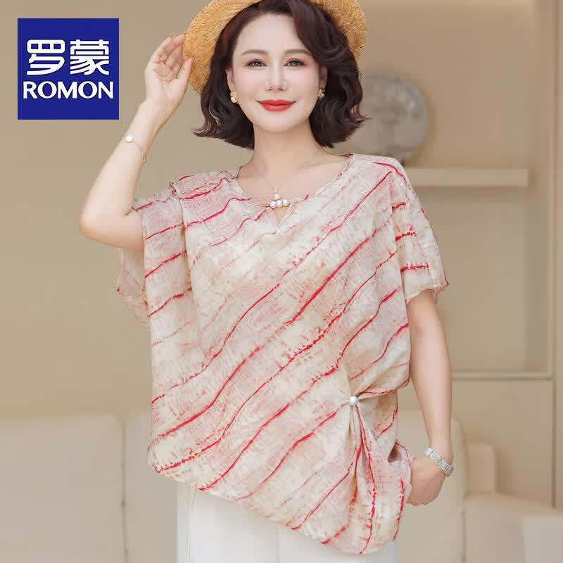 ROMON Women s Faux Two-Piece Summer Top & Outfit 2XL
