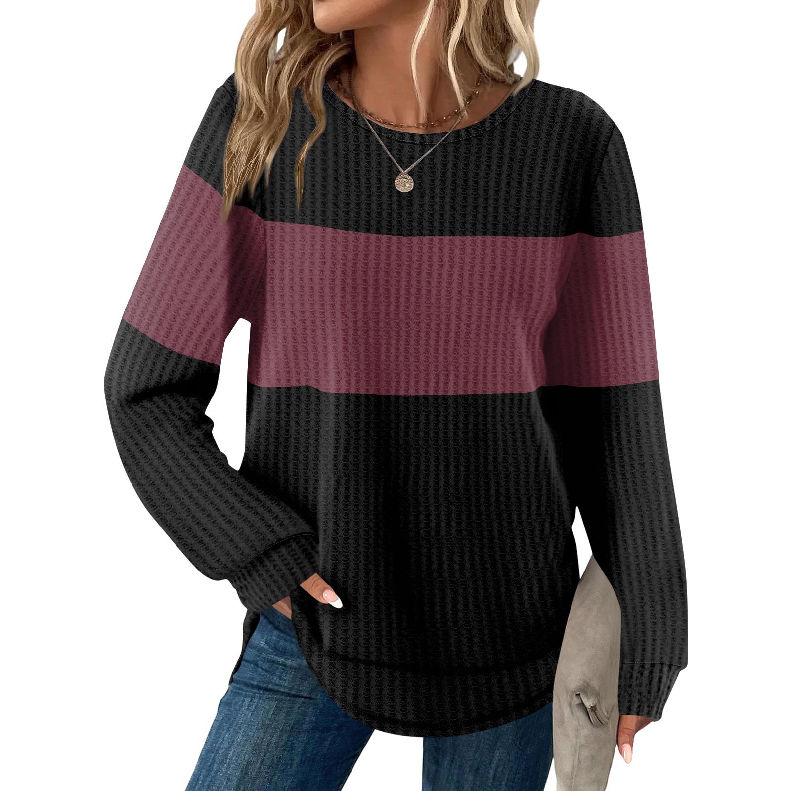 

Женский повседневный топ свободного кроя с круглым вырезом и длинными рукавами в клетку S