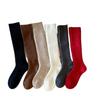 Winter Wool Double-Needle Vertical Stripe Thigh-High Socks - Thick, Warm, Slimming for Girls