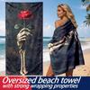 Skeleton Hand and the Red Rose polyester microfiber beach towel is highly absorbent, suitable for swimming and beach outings