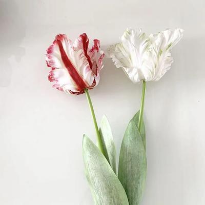 Real Touch Elegant Vase DIY Photography Props Silk Flower Table Decoration Artificial Parrot Tulip Wedding Bouquet Fake Flower