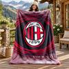 Coperta in Flanella AC Milan con Nome Personalizzato Morbida Calda Coperta in Peluche Personalizzata Regalo per Famiglia Amici