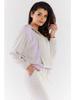 Casual fabric hoodie, beige and purple, size M