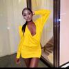 European and American New Street Hipster Sexy Hip-wrapped Backless Solid Color Long-sleeved Dress Women's Clothing