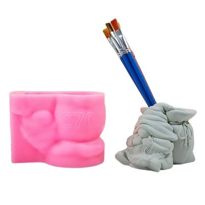 Unique Succulent Vases Pen Holder Moulds Beautiful Flowerpot Silicone Mold Flexible Container Mold for Crafting Projects