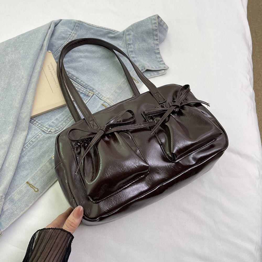 Y2k Ballet Bow Tie Shoulder Bag Korean Women's Handbag Fashion Ribbons Bowling Tote Bag  Ladies