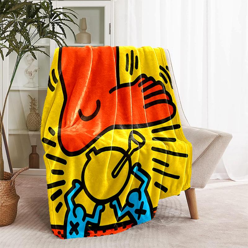 1pc Blanket Keith Haring Ascending2 Print Design, Lightweight Blanket for Sofa, Bed- Soft &Warm, Gift for All Seasons like Christmas, Halloween