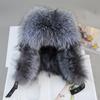 New Unisex Real Sheepskin Leather Hat Luxury Winter Russian Real Fox Fur Hat Warm Soft Quality 100% Real Raccoon Fur Bombers Cap