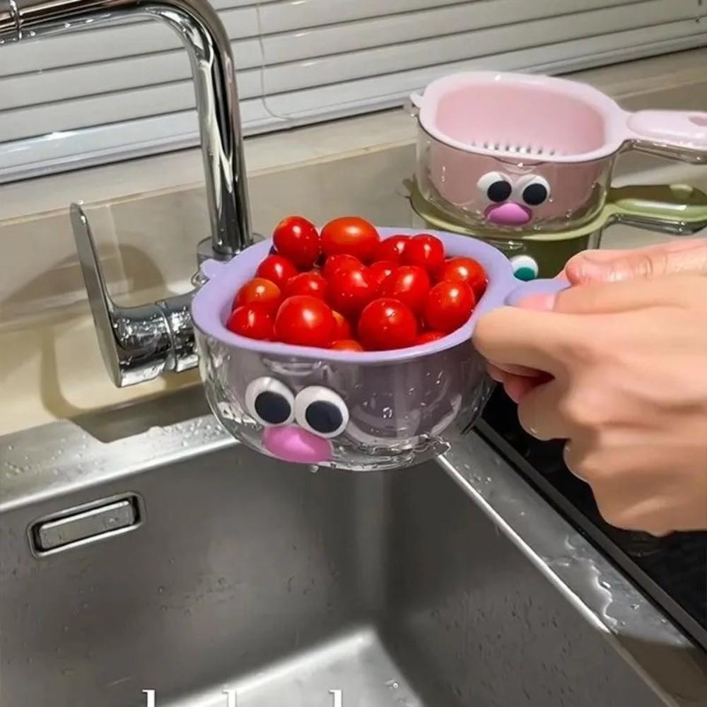 with handle Kitchen Sink Drain Basket Multifunctional Draining Bowl for Household
