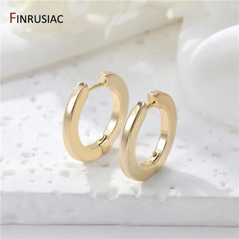 New Simple Gold Plated Brass Hoop Earrings For Women Trendy Round Circle Huggie Earring Party Jewelry Gift