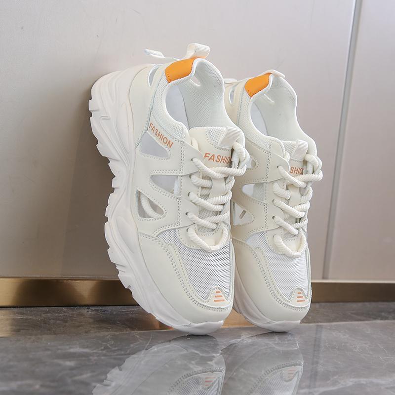 

Женские туфли TUINANLE, дышащие сетчатые кроссовки на танкетке, платформе, со шнуровкой, повседневные туфли с вырезами 40 жёлтый