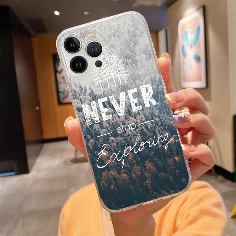 Phone Case For iphone 17 Pro Max Air 16 15 14 13 Pro Max 15 16 Pro 15Plus Travel Mountain Forest Sea Beach quotes